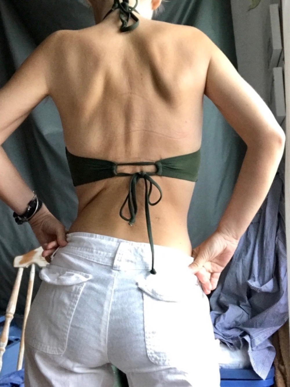 J CREW Crop Halter Bikini, Safari (Olive) S top, XS Bottom - Picture 2 of 8
